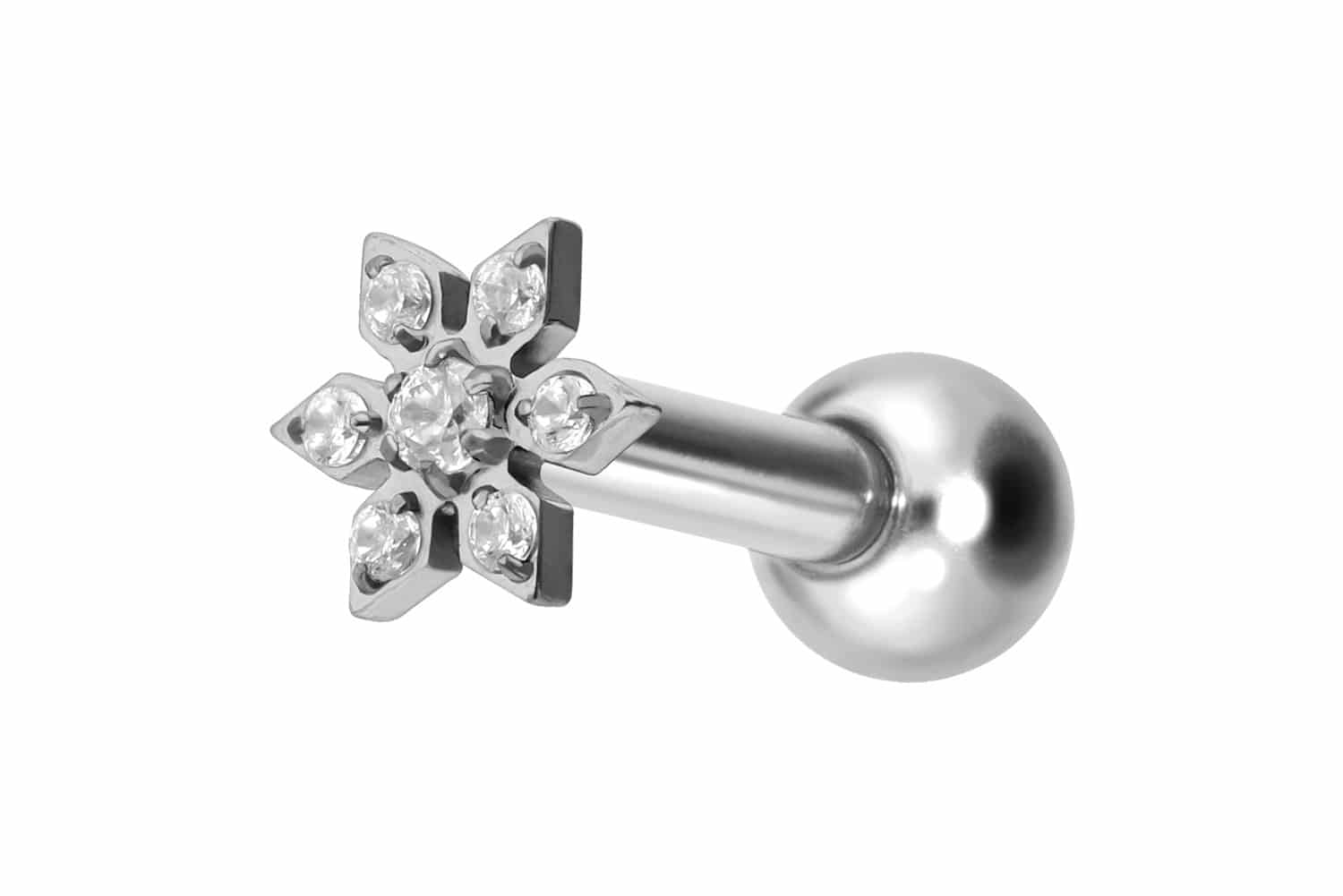 Titan Ohrpiercing mit Innengewinde KRISTALLBLUME